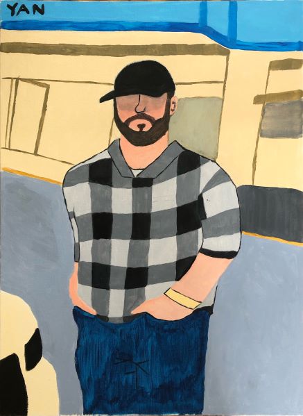 Acrylic on board (Guy in plaid)