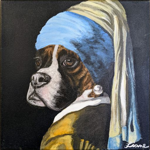 Acrylic on canvas (Dog Vermeer)